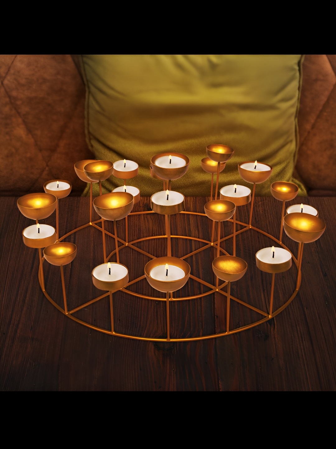 

House of Sajja Gold-Toned 3 Pieces Candle Holder