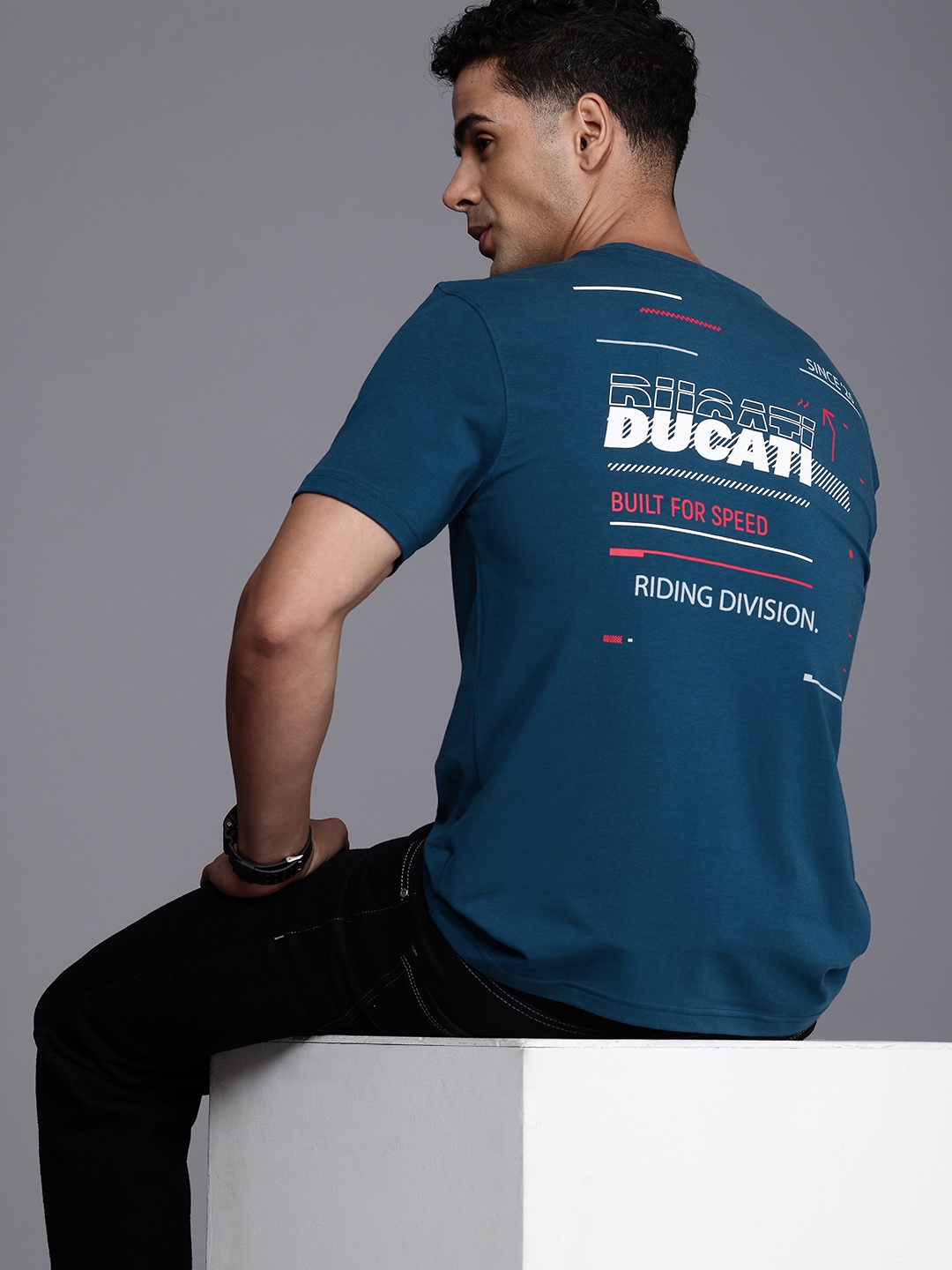 

Ducati Typography Printed T-shirt, Blue