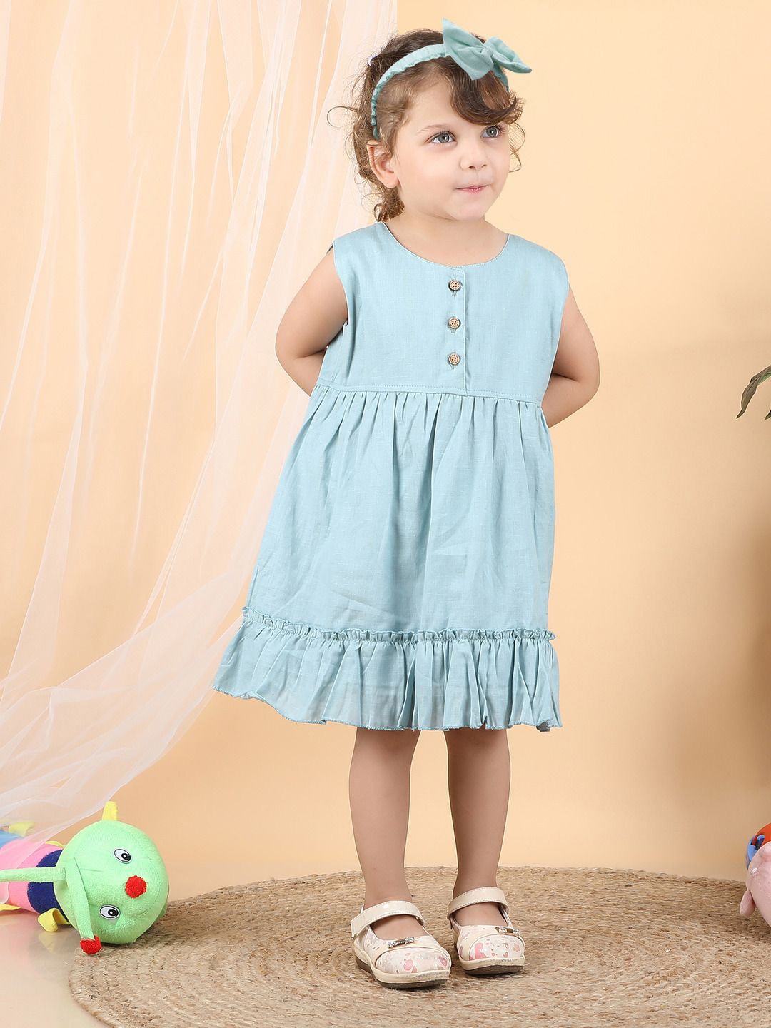 

Polka Tots Print A-Line Dress, Blue