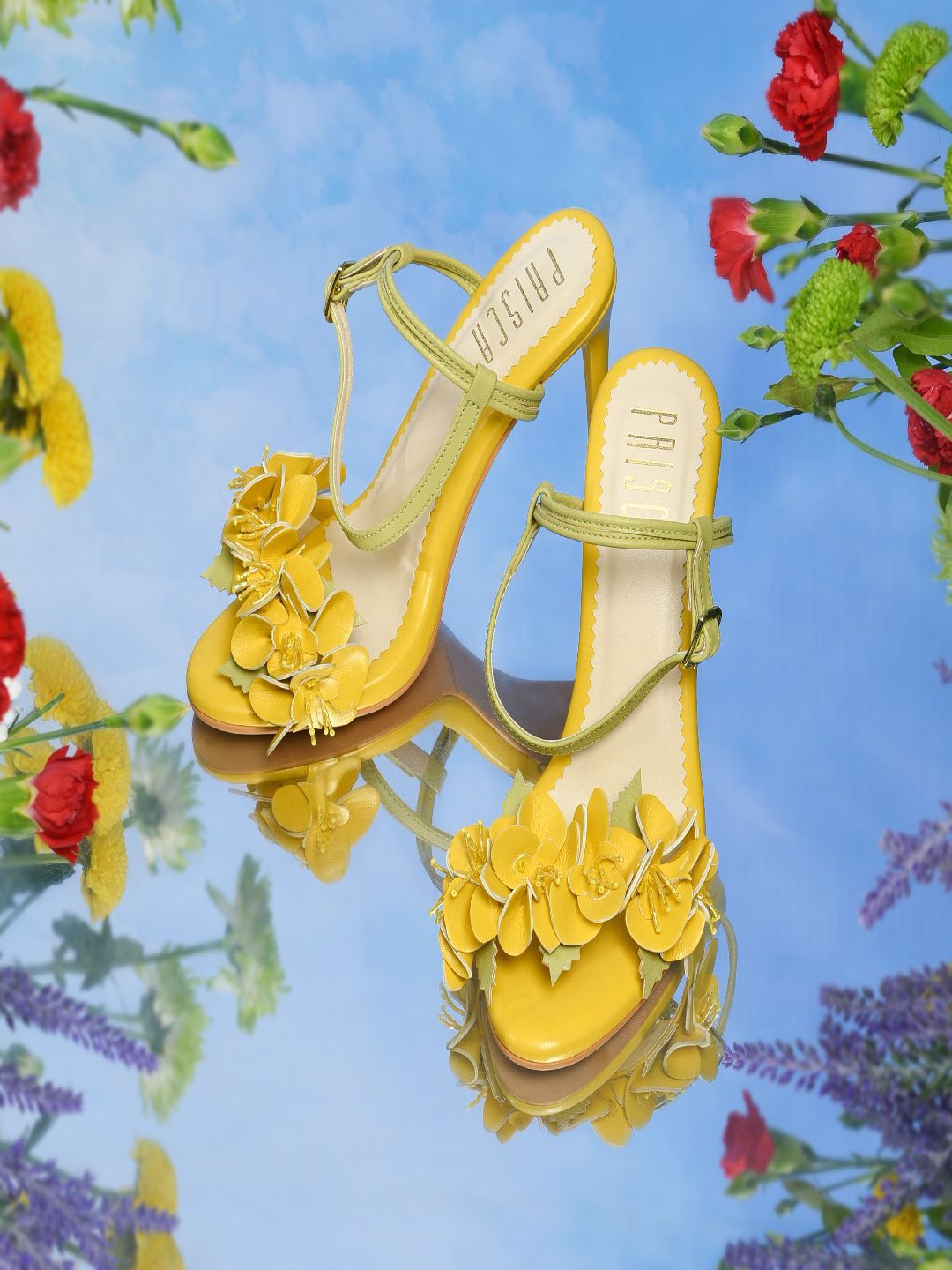 

House of Prisca Open Toe Stiletto Heel Sandals, Yellow