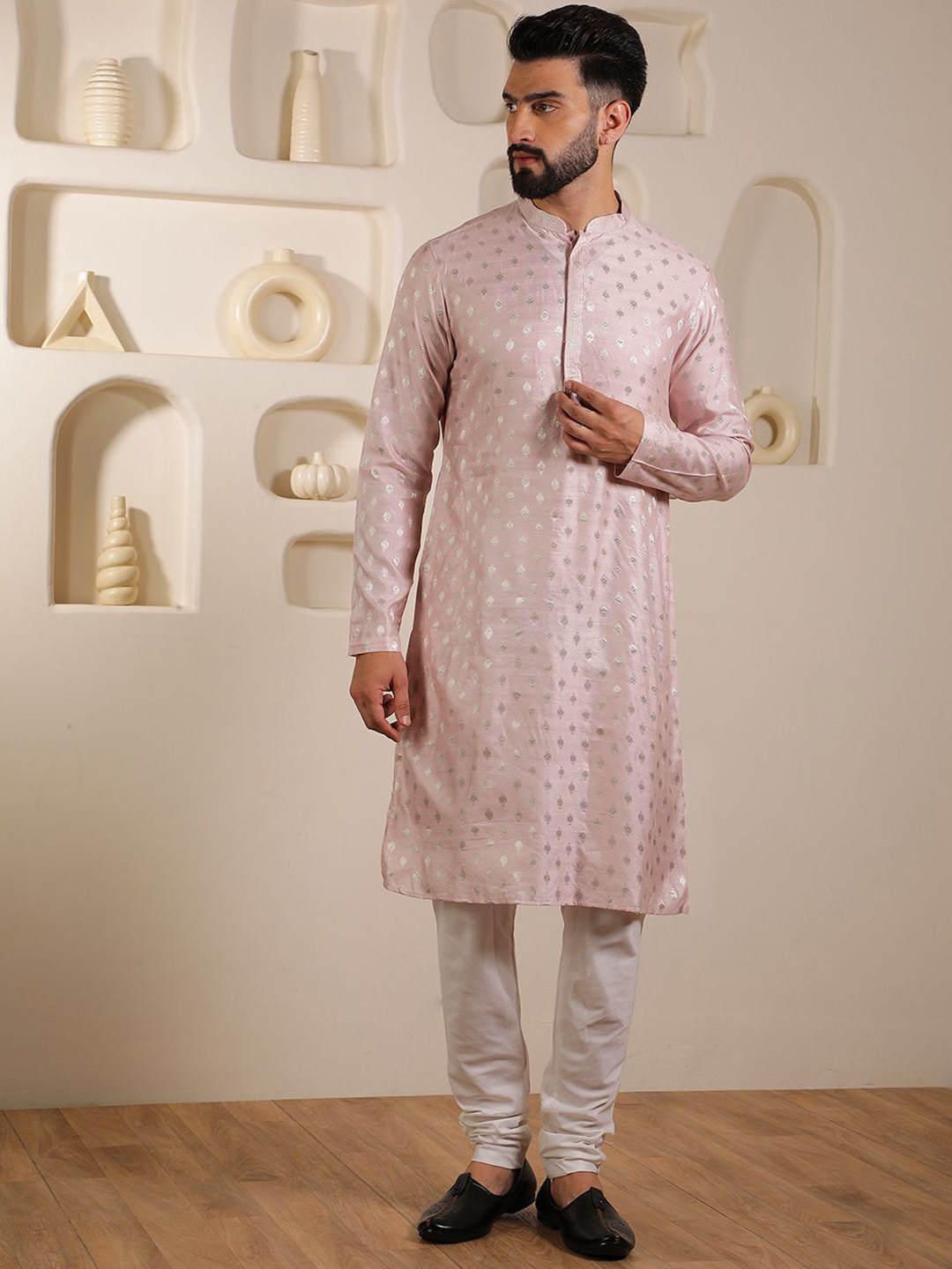 

Anouk Men Regular Kurta with Churidar, Pink