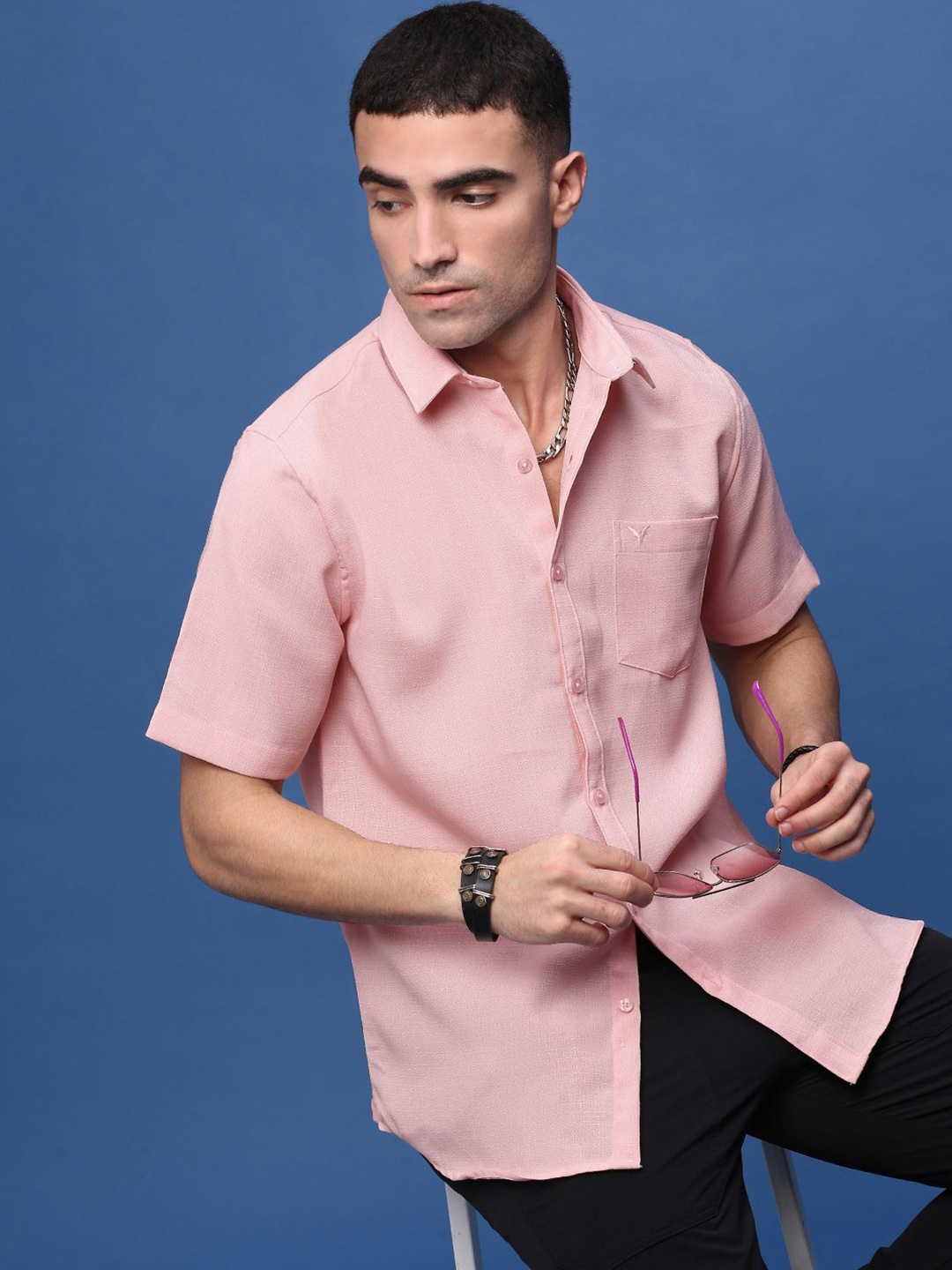 

SHOWOFF Men Standard Slim Fit Opaque Casual Shirt, Peach