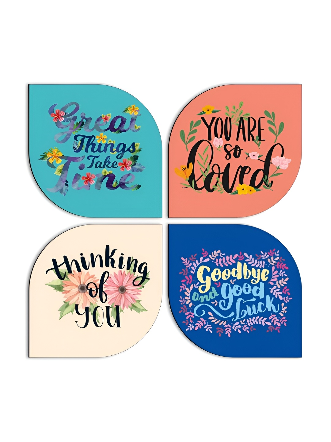

CLAWCRAFTS 4 Pieces Coral & Beige Typography Wall Decor
