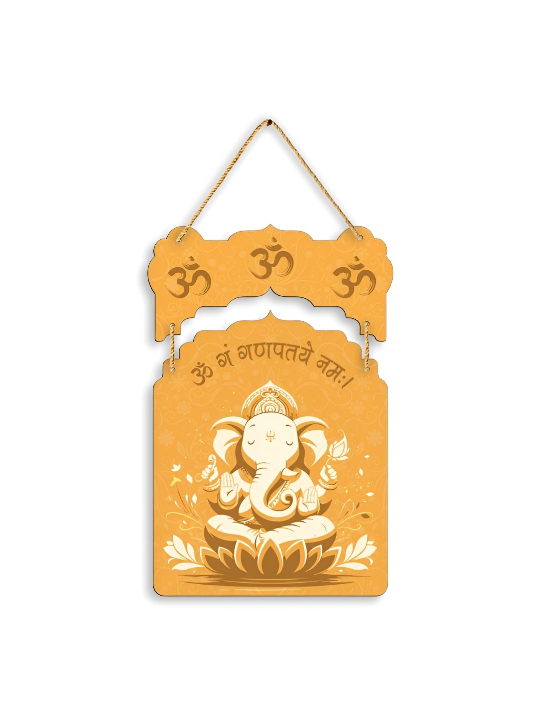 

CLAWCRAFTS Orange-Coloured and Beige Modern Wooden Wall Hanging