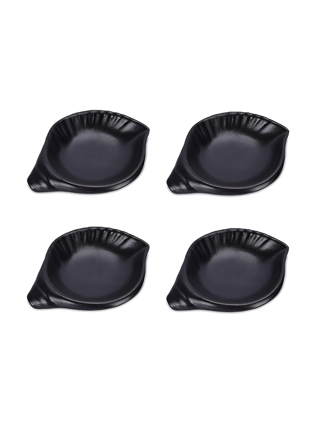 

e kysa Black 4 Pieces Textured Glossy Dishwasher Safe Food Platter