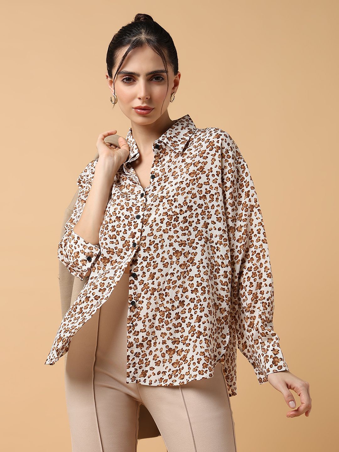 

SHOWOFF Women Comfort Slim Fit Floral Opaque Printed Casual Shirt, Off white