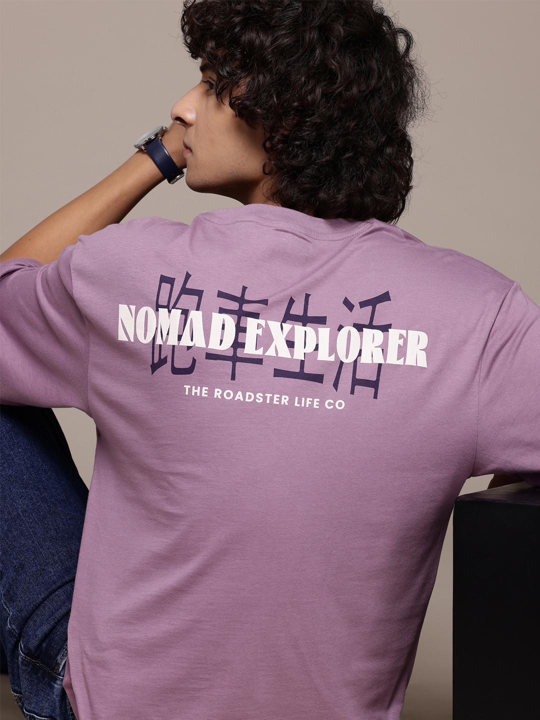 

The Roadster Lifestyle Co. Typography Printed Relaxed Fit Pure Cotton T-shirt, Purple