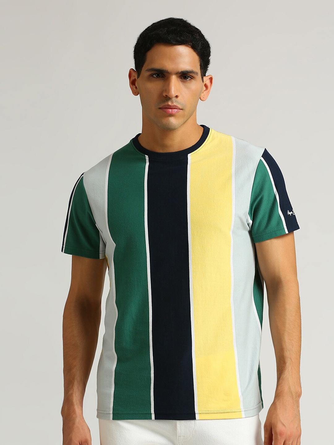 

Pepe Jeans Striped Pure Cotton Slim Fit T-shirt, Blue