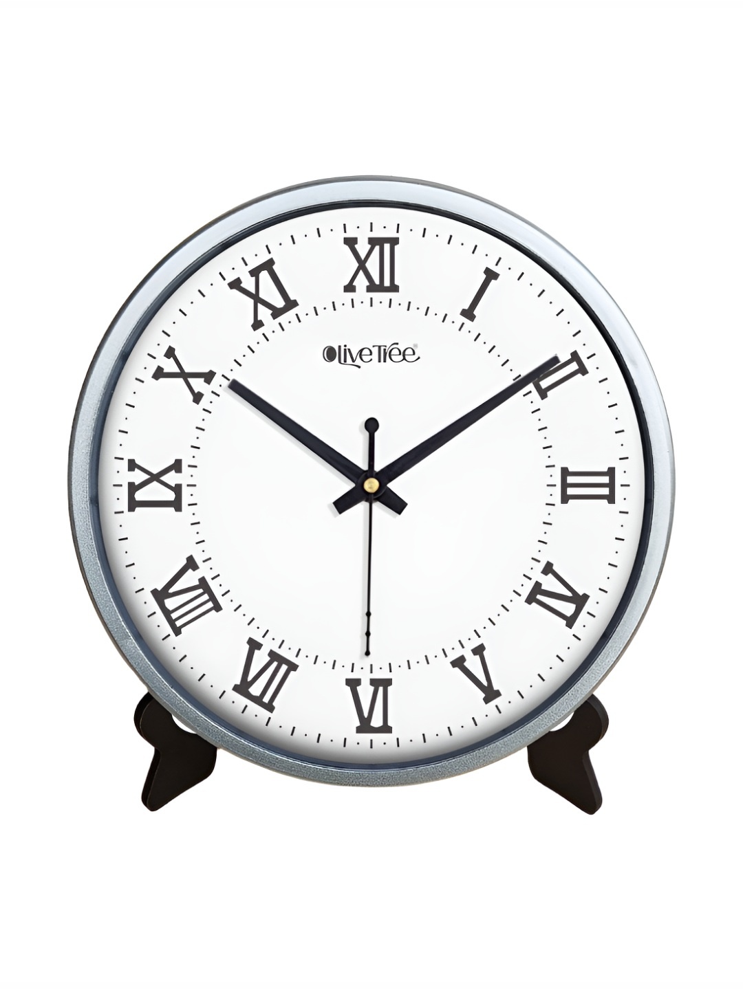 

OLIVE TREE Silver-Toned & Black Contemporary Table Clock