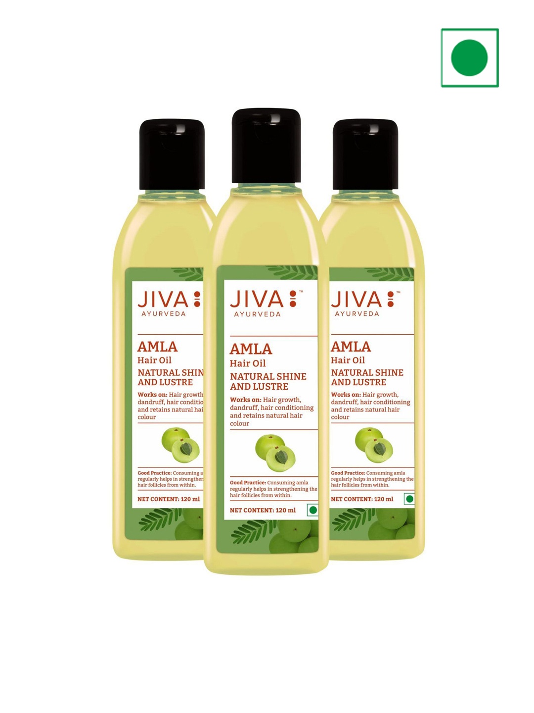 

Jiva Set Of 3 Amla Ayurvedic Hair Oil - 120 ml Each, Beige