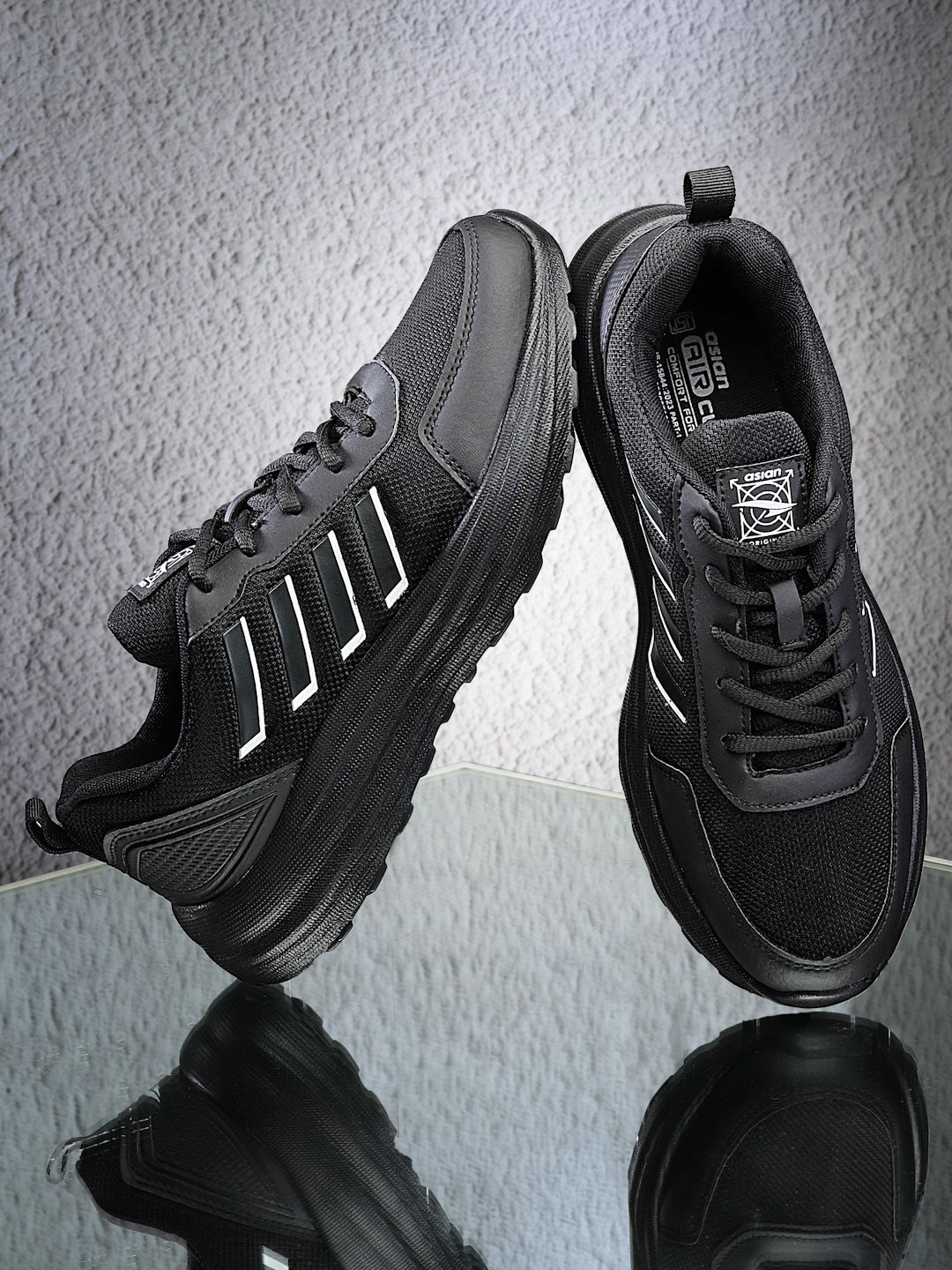 

ASIAN Men Woven Design Lace-Ups Sneakers, Black