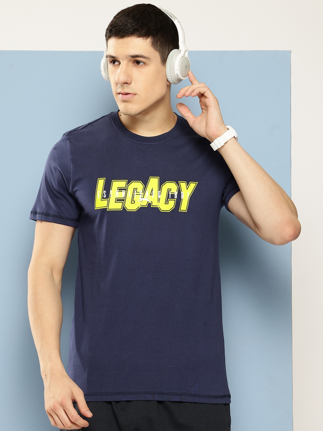 

Slazenger Men Pure Cotton Printed T-shirt, Navy blue