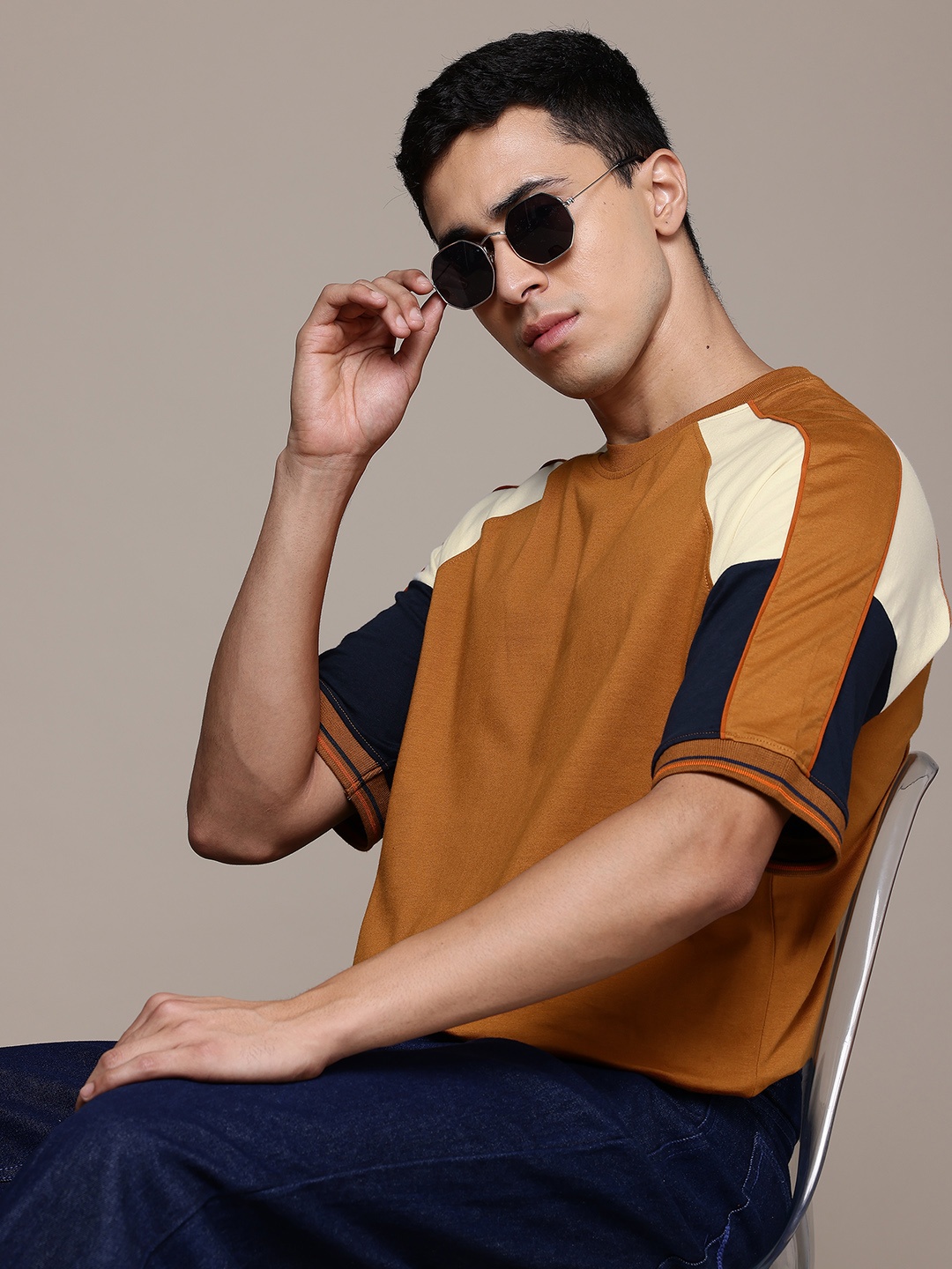 

The Roadster Lifestyle Co Relaxed Fit Pure Cotton T-shirt, Mustard