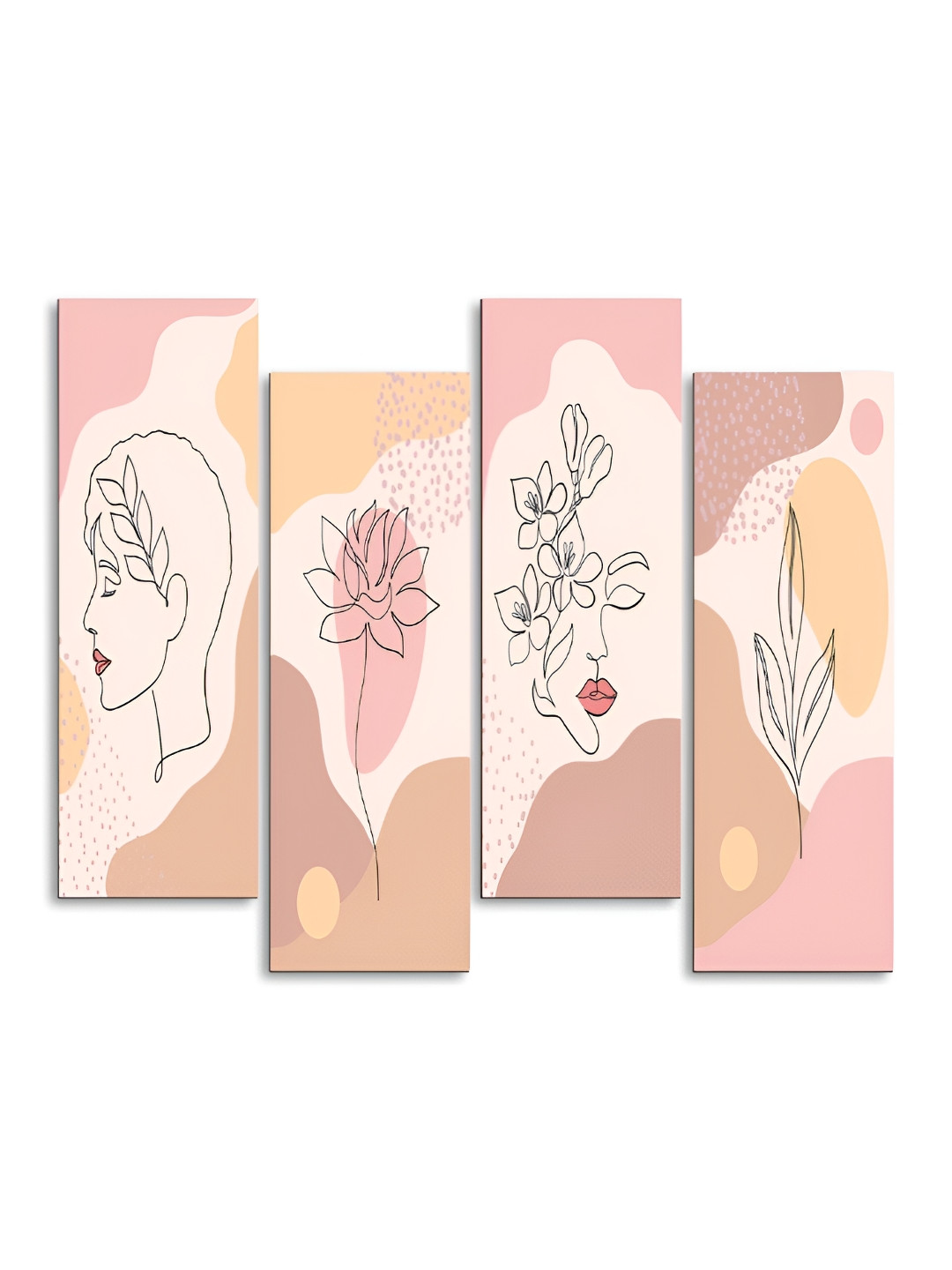 

CLAWCRAFTS Beige & Pink 4 Pieces Floral Printed Wooden Wall Art