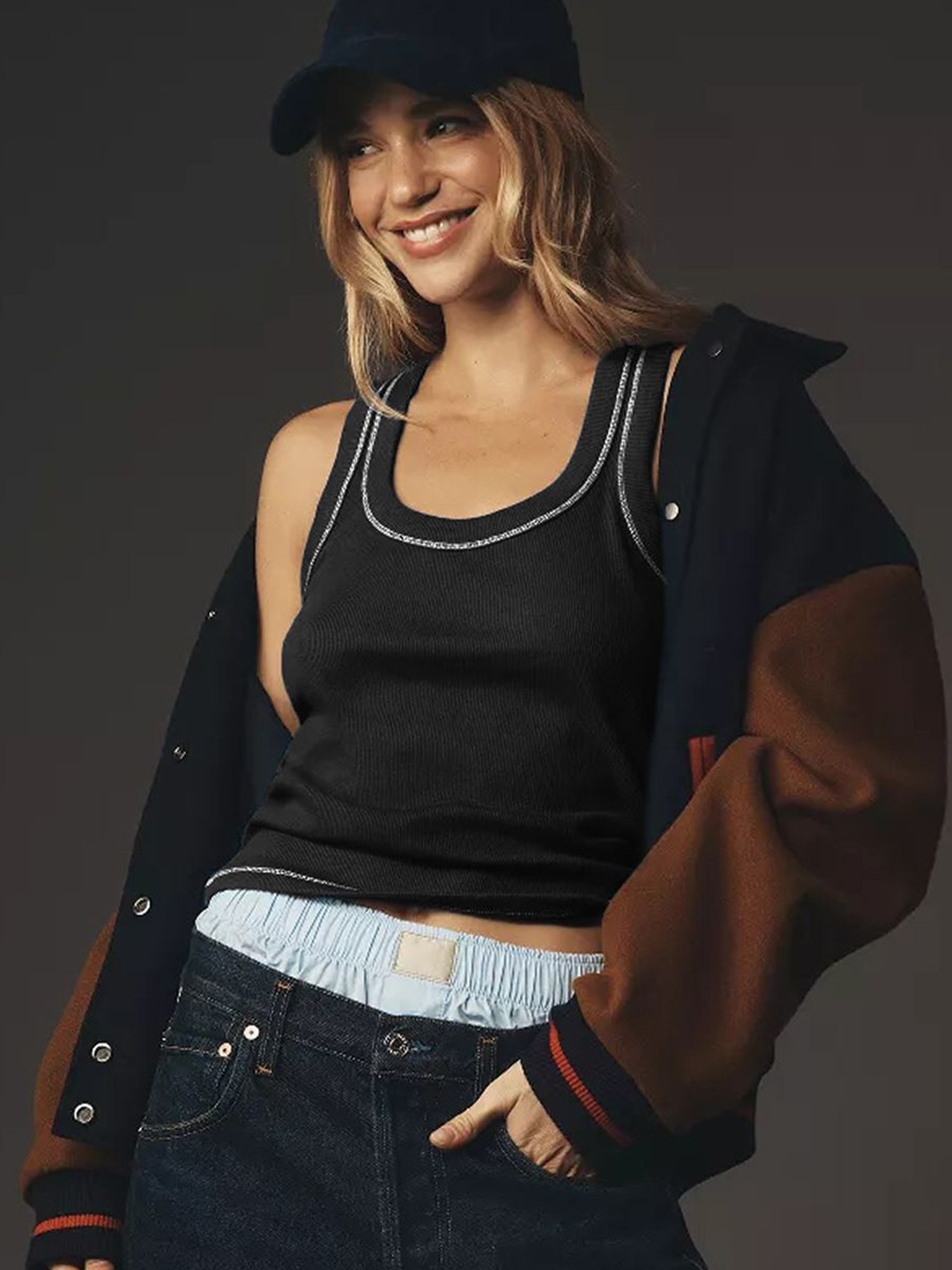 

HERE&NOW Kimono Sleeve Tank Top, Black