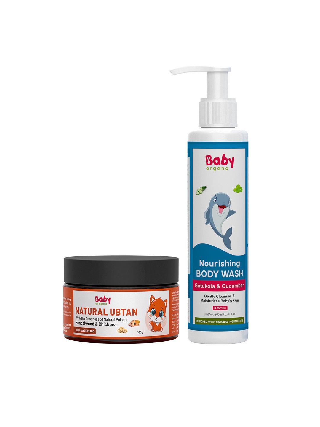 

BABYORGANO Ubtan Powder 100g & Nourishing Body Wash 200ml, Orange