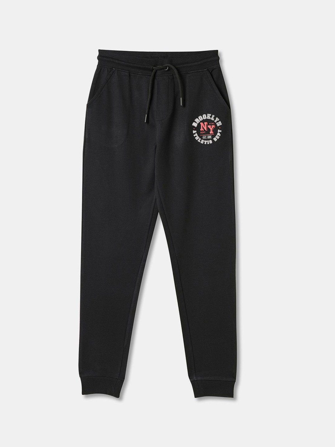 

R&B Boys Cotton Mid Rise Joggers, Black