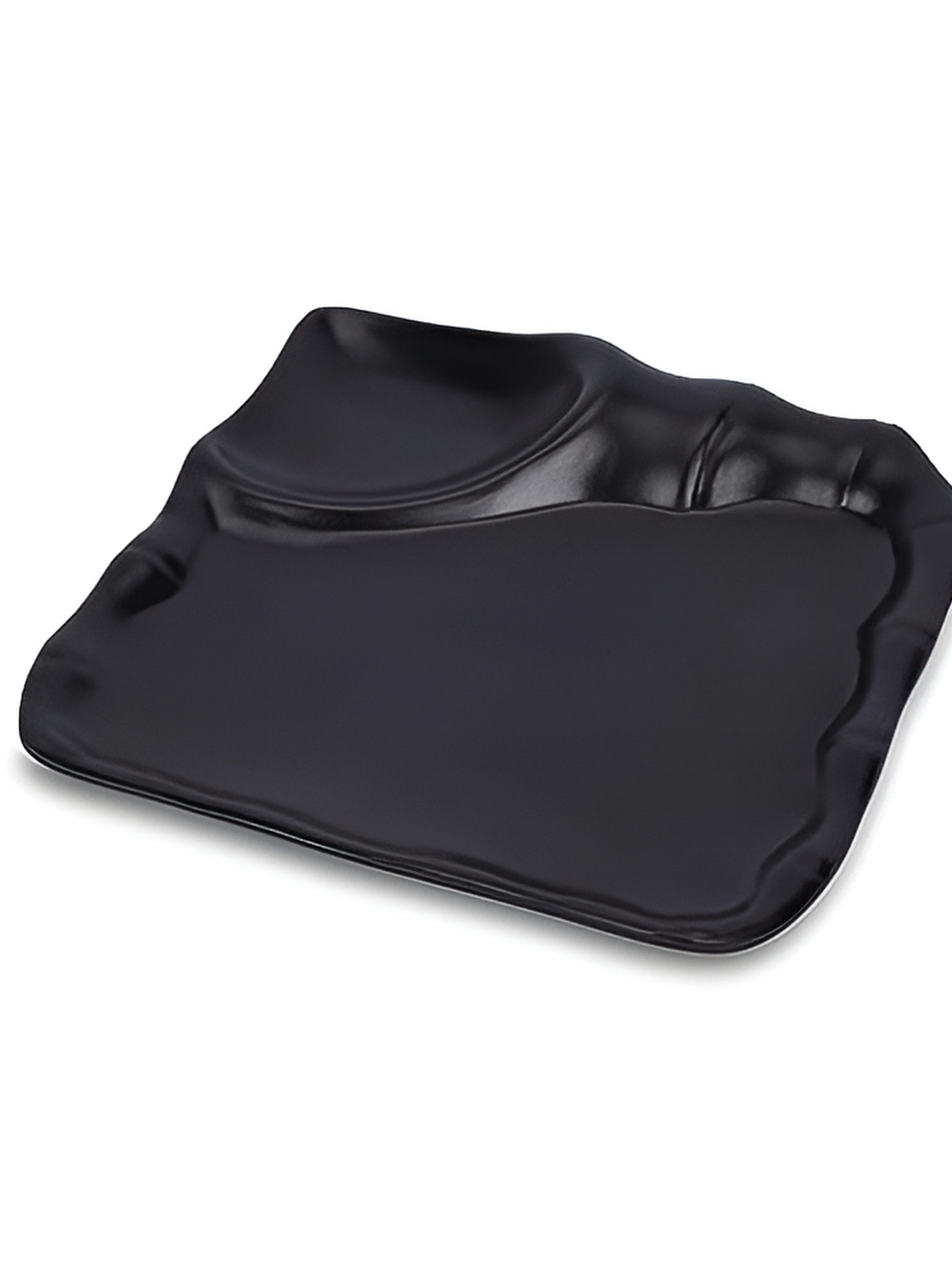 

e kysa Black Dishwasher Safe Square Shaped Food Platter With 2 Compartments