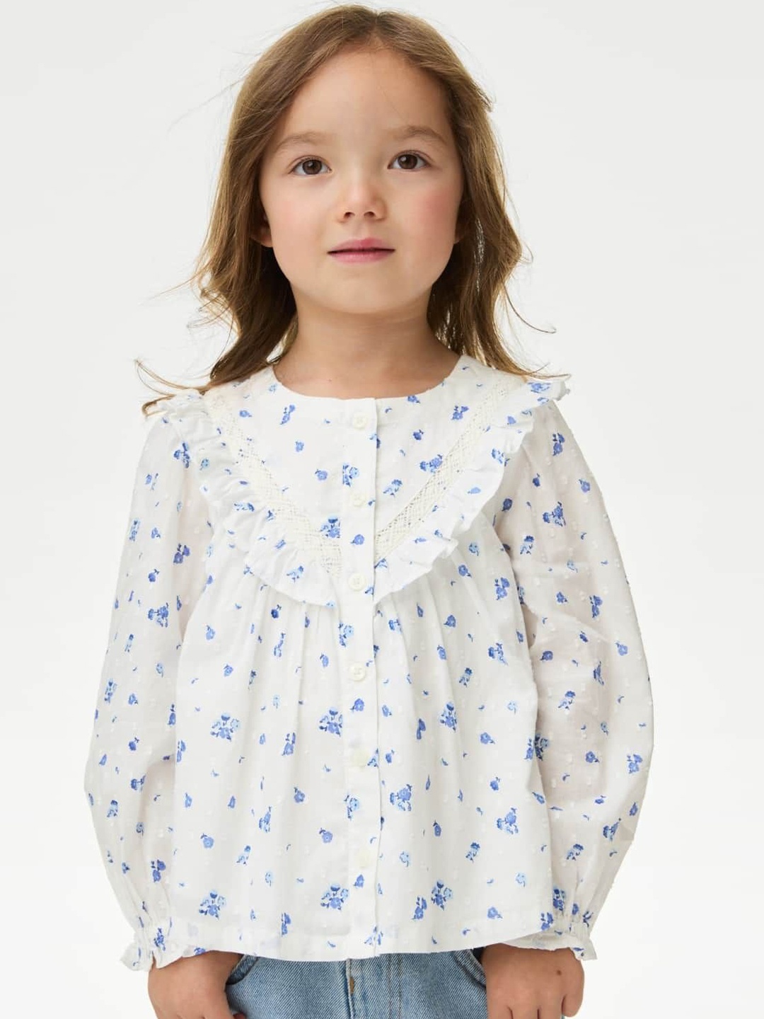 

Marks & Spencer Floral Print Cotton Top, Off white