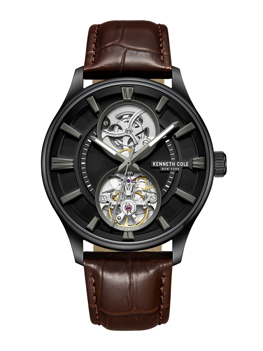 

Kenneth Cole Men Printed Dial & Stainless Steel Bracelet Style Straps Analogue Automatic Watch, Black