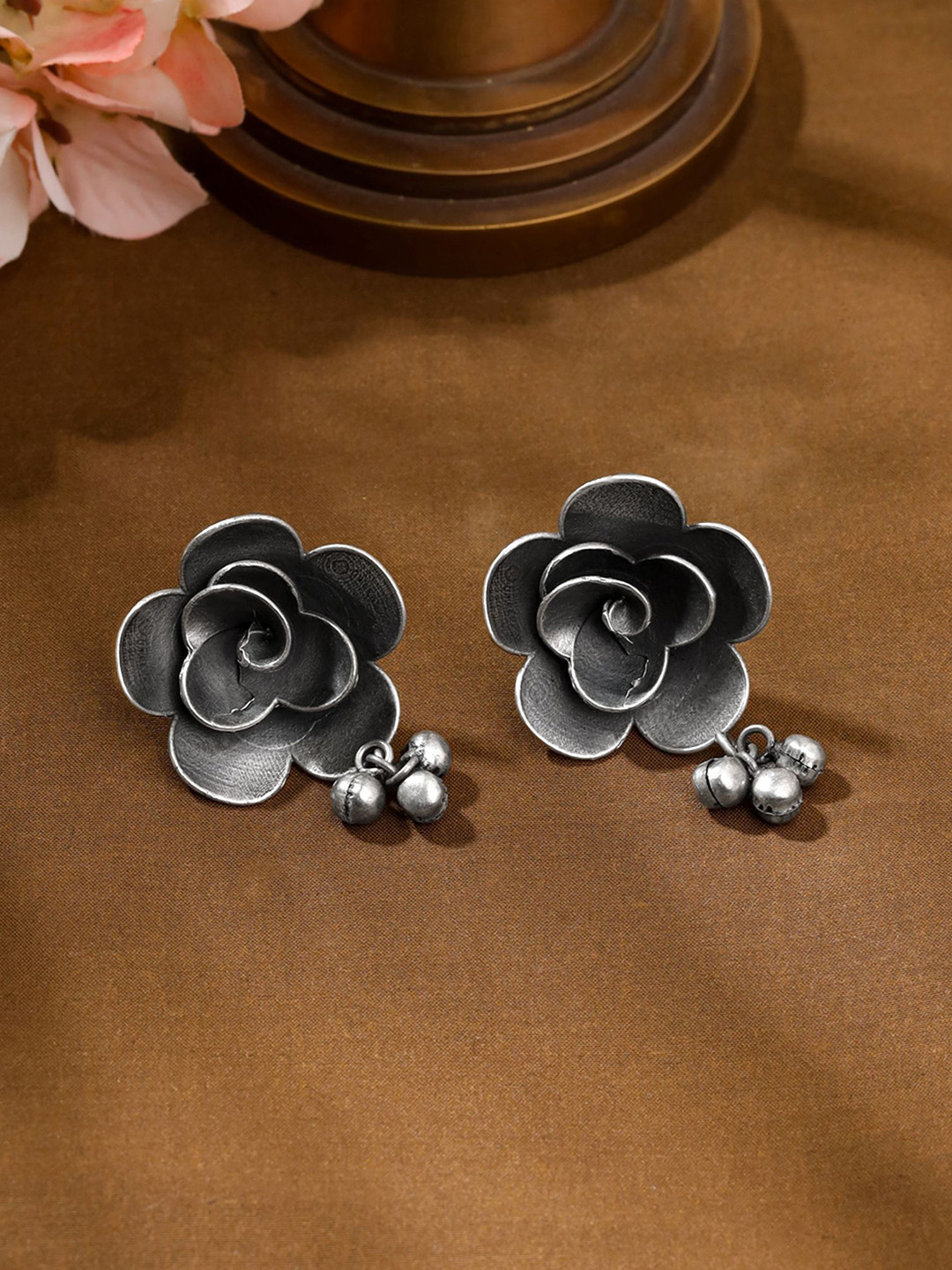 

Yellow Chimes Silver Plated Contemporary Oxidised Drop Earrings