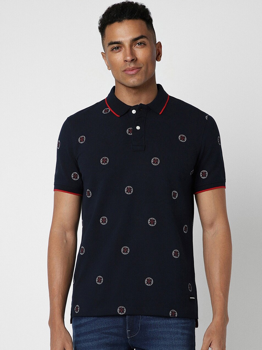 

Van Heusen Sport Conversational Printed Cotton T-shirt, Navy blue