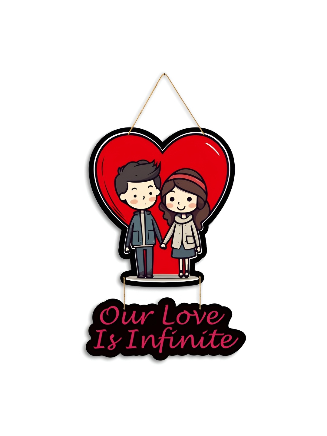 

CLAWCRAFTS Red & Black Couple Printed Wooden Wall Art