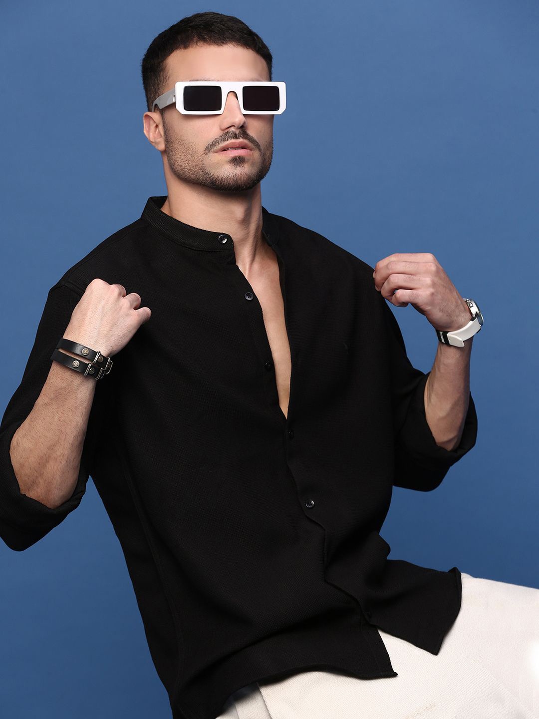 

SHOWOFF Men Standard Slim Fit Opaque Casual Shirt, Black