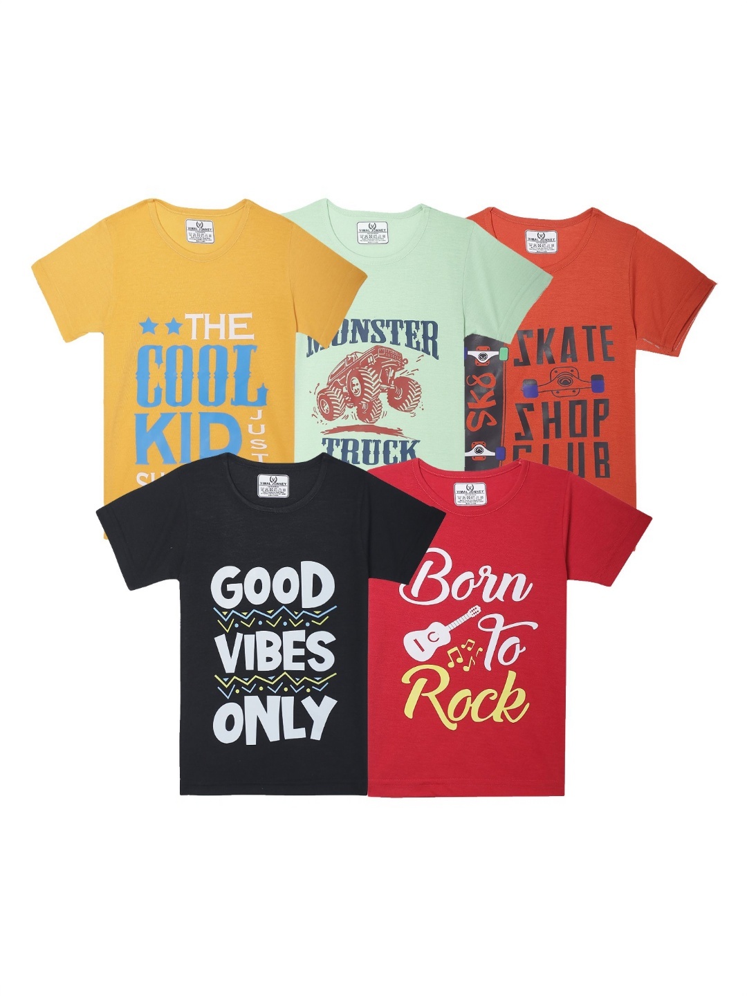 

VIMAL JONNEY Kids Typography 5 Printed Applique T-shirt, Multi