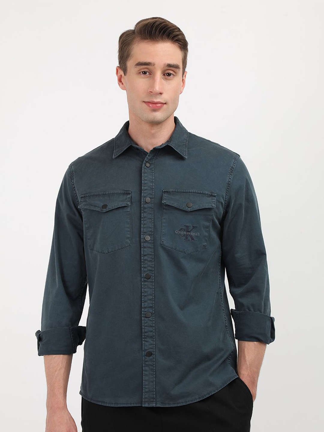 

Calvin Klein Jeans Men Opaque Casual Shirt, Blue