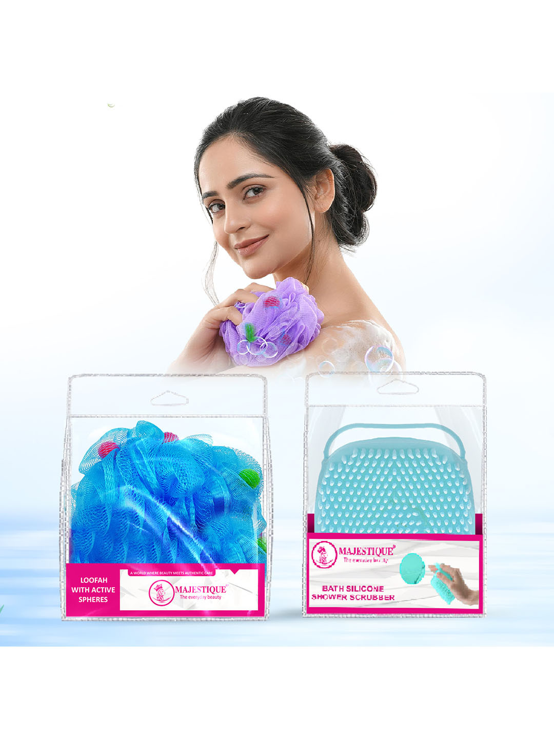 

MAJESTIQUE Set of Ball Round Loofah & Silicone Brush - Assorted