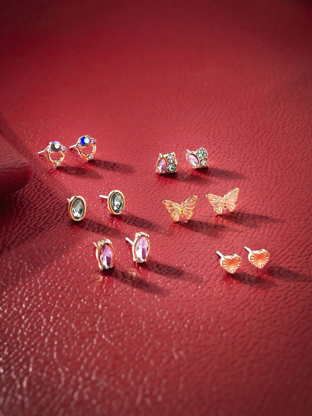 

Accessorize Set of 6 Crystals Studded Contemporary Studs, Gold
