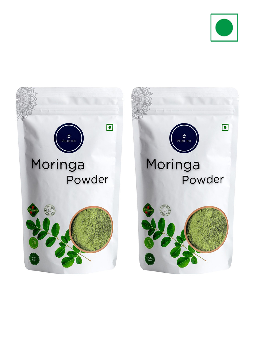 

VEDICINE Set Of 2 Pure Moringa Leaf Powder - 100g Each, Green