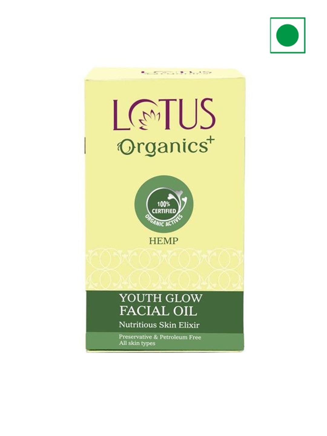 

Lotus Organics+ Youth Glow Facial Oil - Hemp - 15 ml, Yellow