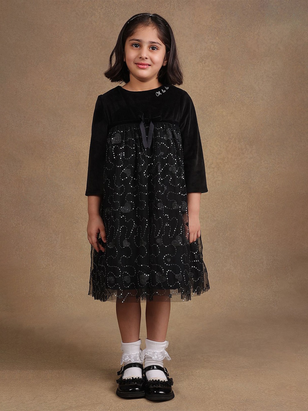 

One Friday Girls Embellished A-Line Dress, Black