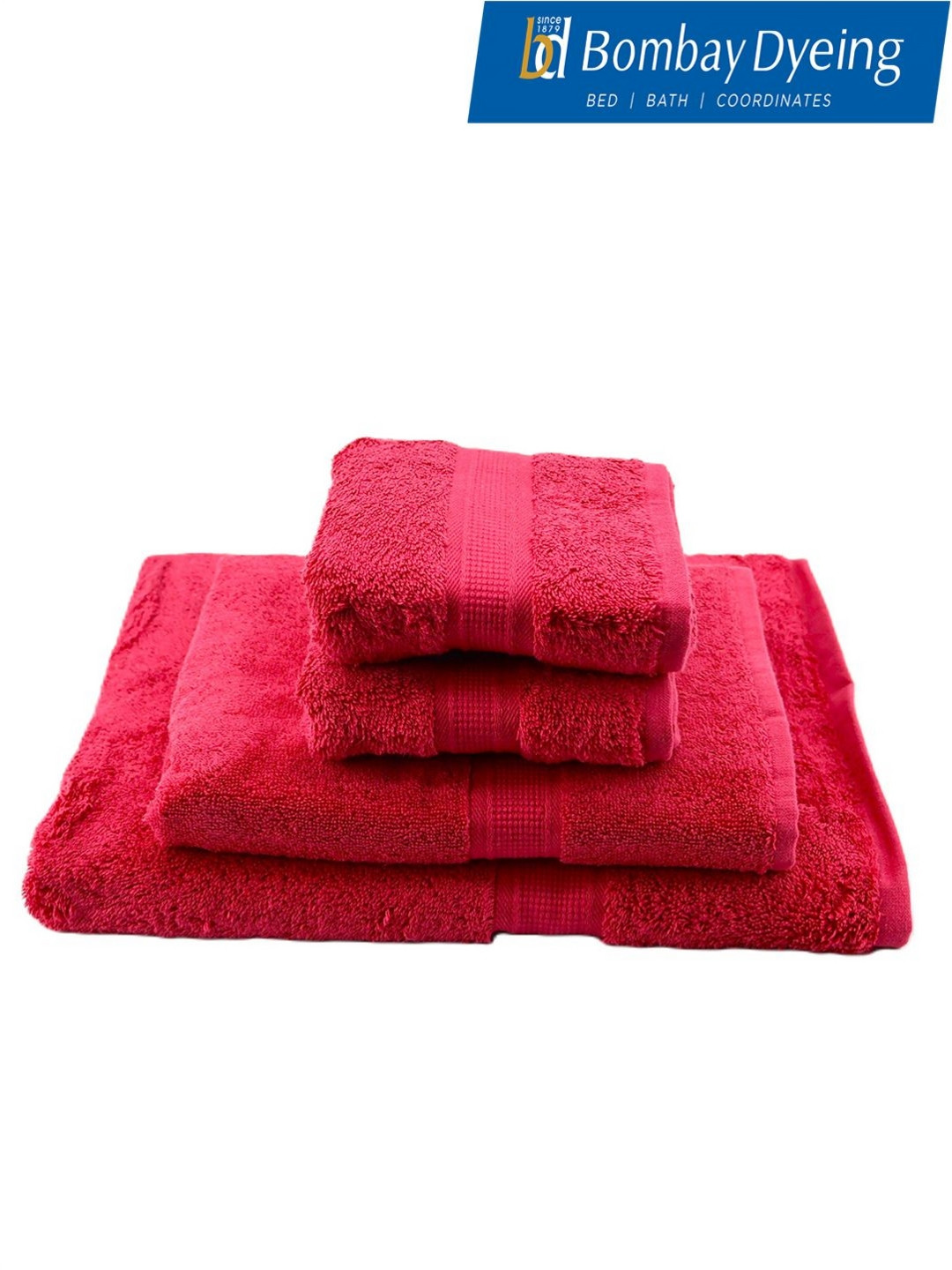 

BOMBAY DYEING Maroon 4 Pieces Pure Cotton 550 GSM Towel Set