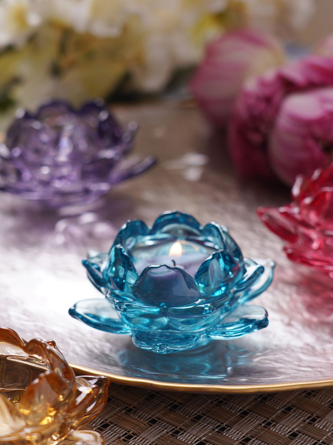 

Pure Home and Living Blue 3 Pieces Textured Candle Holder
