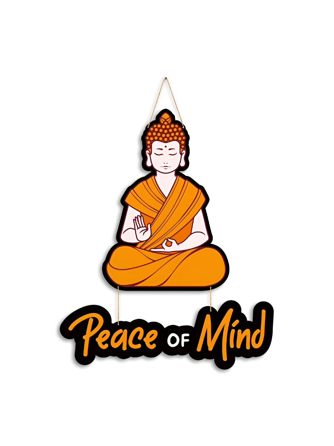 

CLAWCRAFTS Yellow & Black Buddha Religious Wooden Wall Hanging