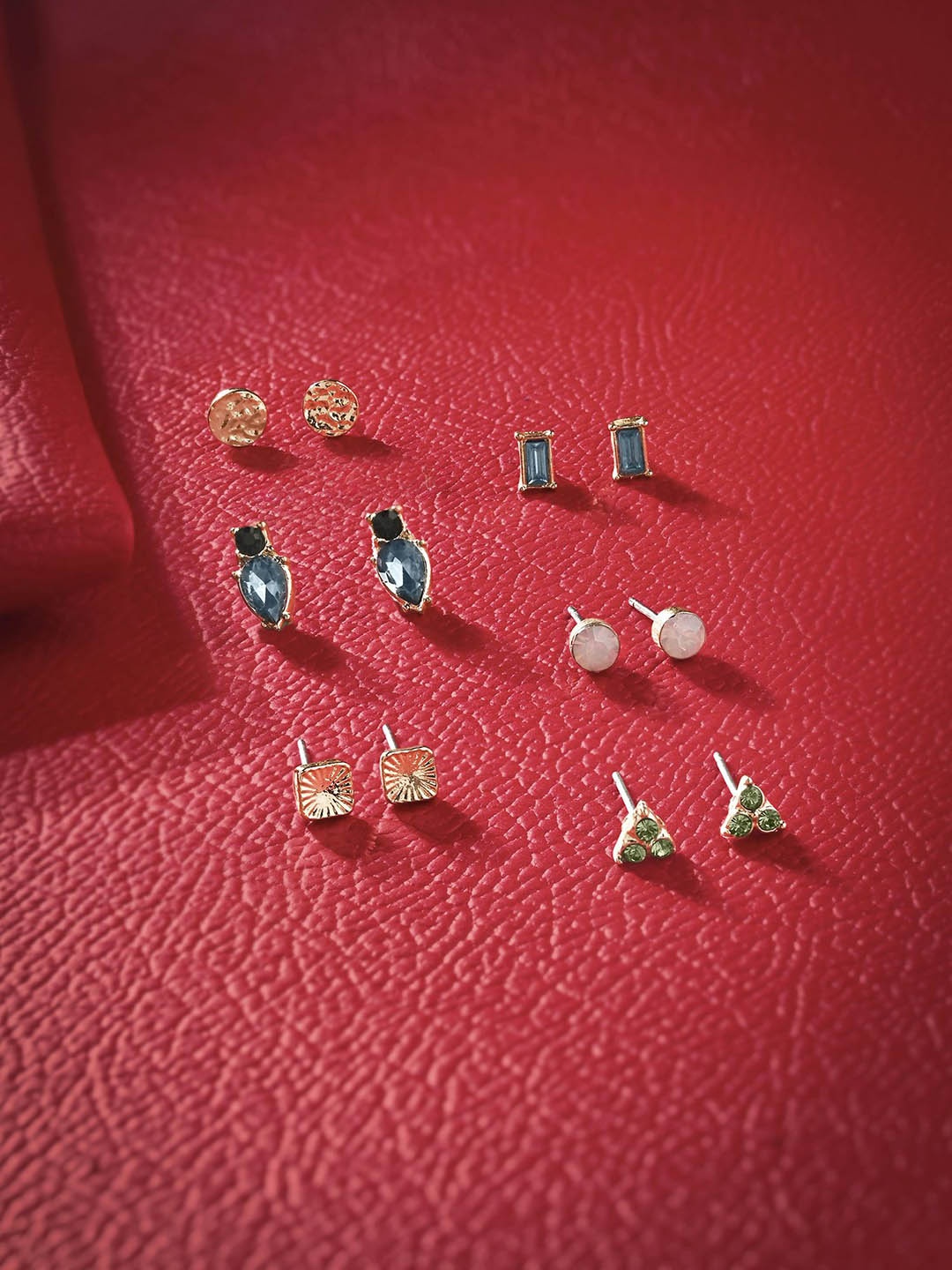 

Accessorize Set Of 6 Crystals Studded Geometric Studs, Gold