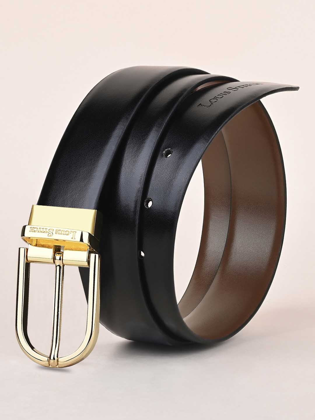 

LOUIS STITCH Men Black & Brown Leather Reversible Formal Belt