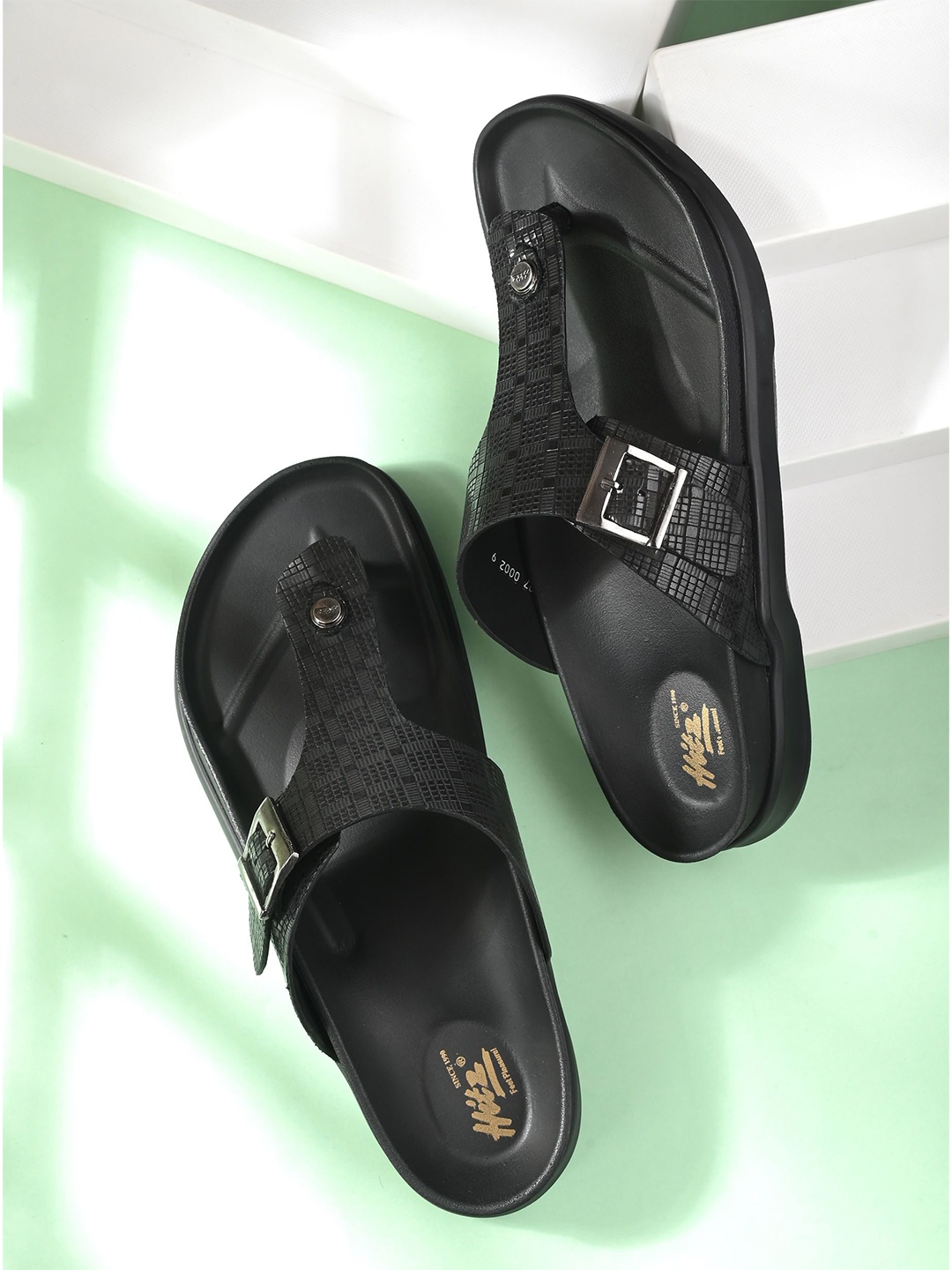 

Hitz Men Leather Comfort Sandals, Black