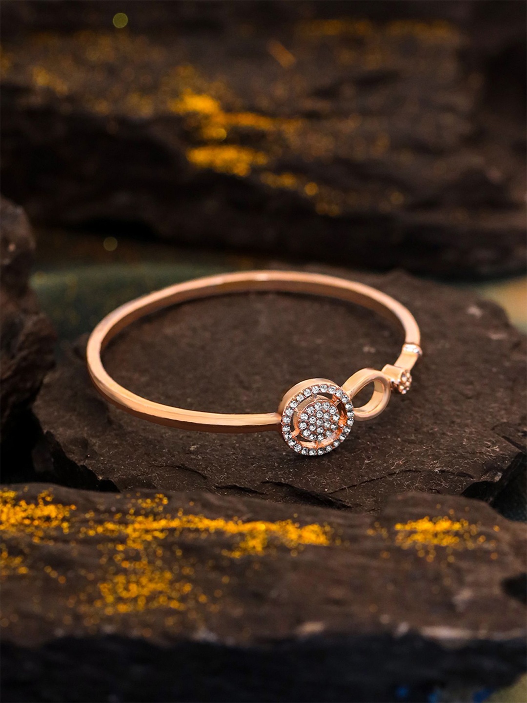 

Yellow Chimes Rose Gold-Plated Crystal-Studded Bangle Bracelets