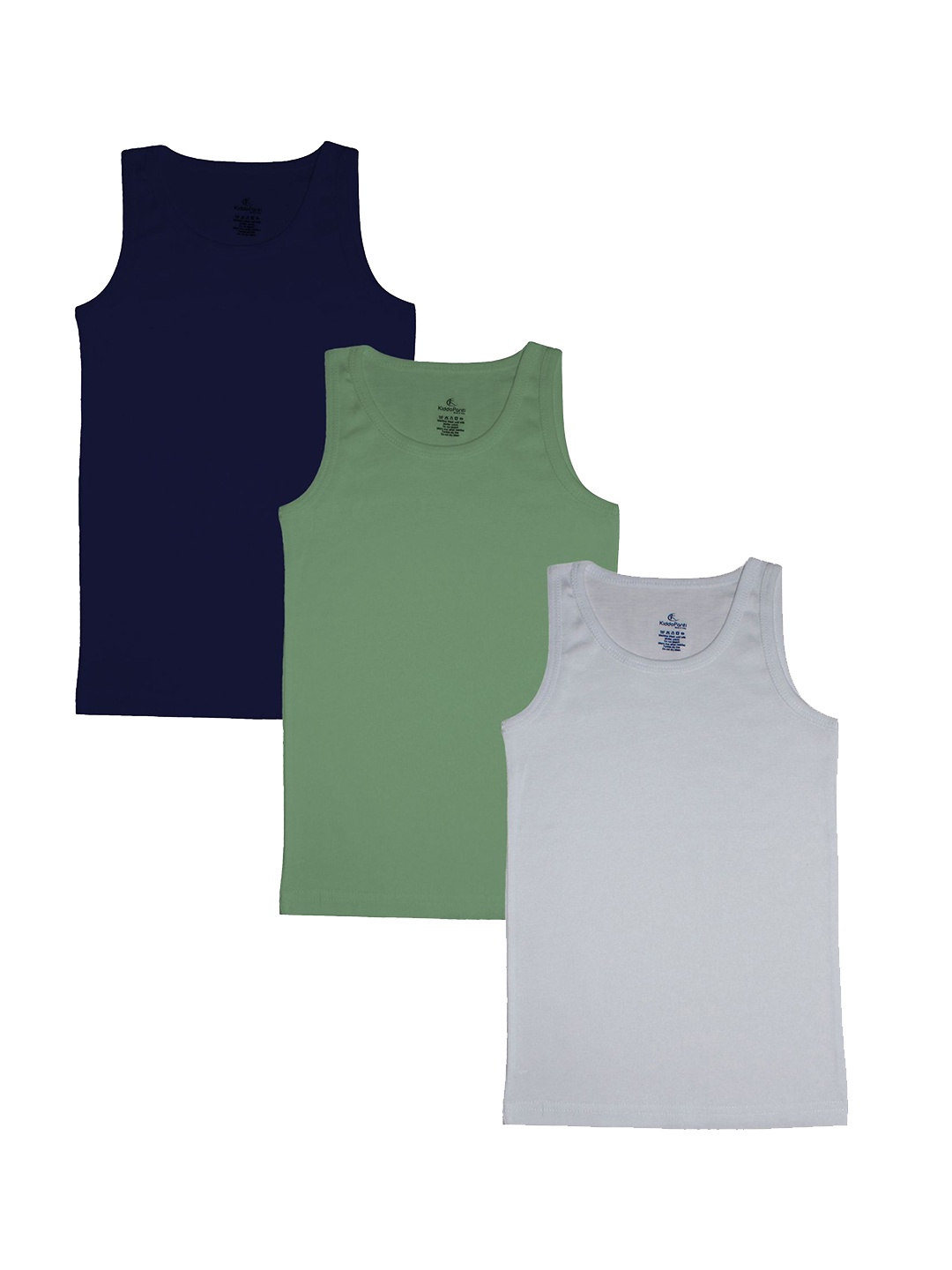 

KiddoPanti Boys Pack Of 3 Basic Innerwear Vests, Navy blue