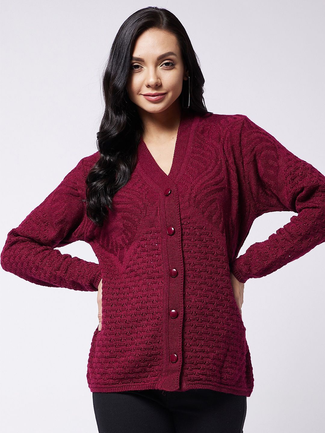 

Modeve Women Floral Cardigan, Maroon