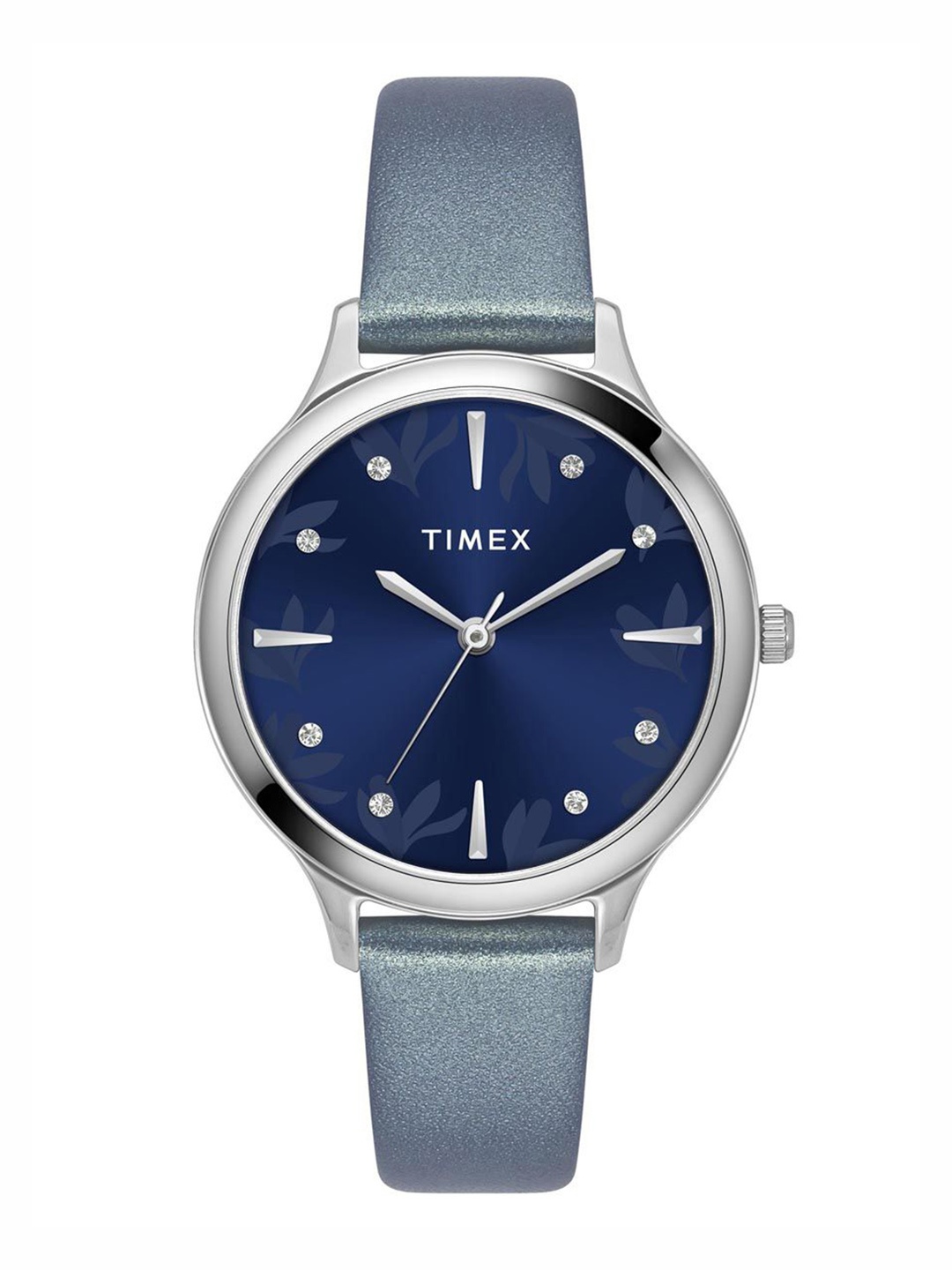 

Timex Women Brass Embellished Dial & Leather Straps Analogue Watch TWTL12108, Blue