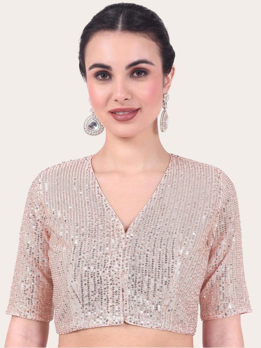 

Studio Shringaar Embellished Saree Blouse, Peach