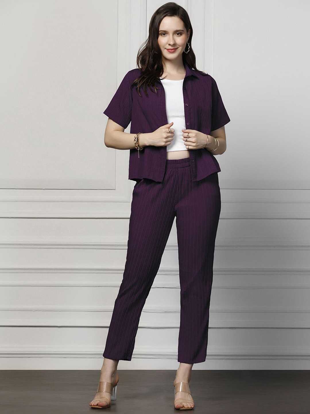 

OMPAX Shirt, Inner & Trousers Co-Ord, Purple