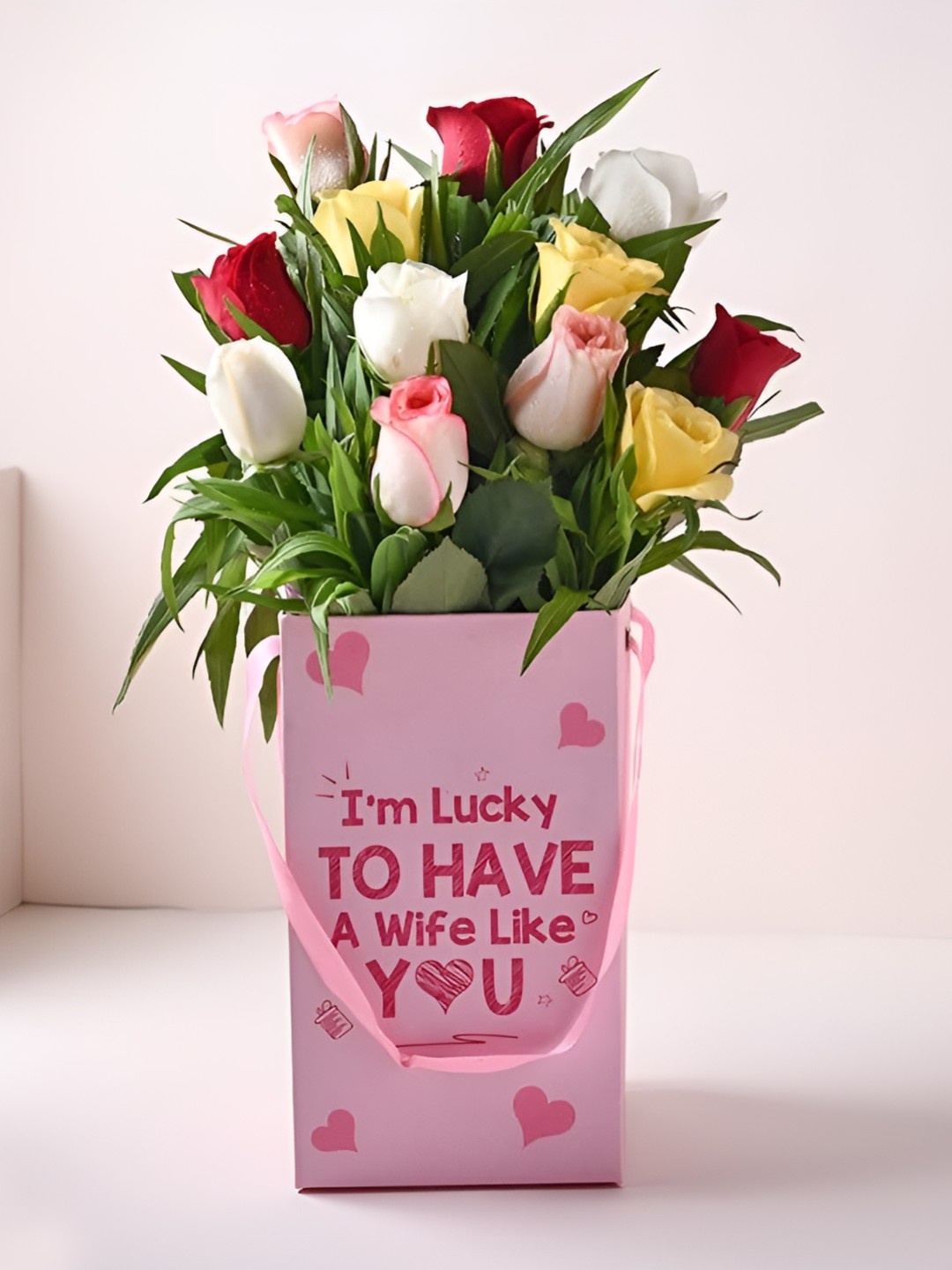 

Floweraura Yellow and White 12 Pieces Fresh Live Flowers Bouquet, Pink