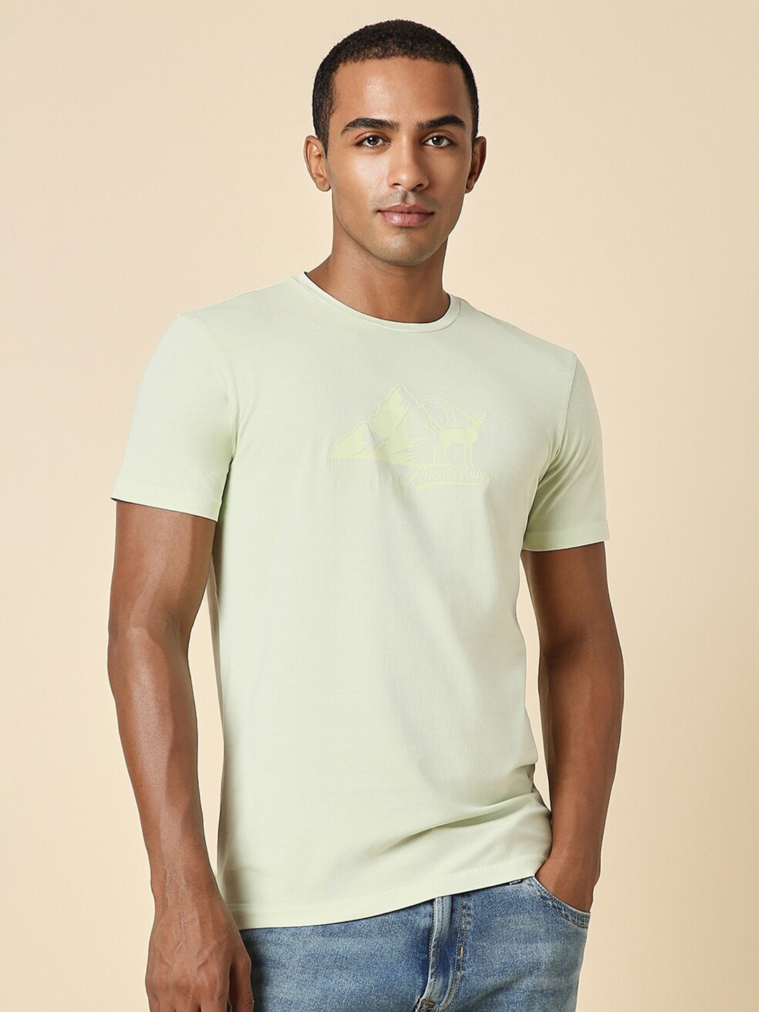 

Allen Solly Typography Printed Slim Fit T-shirt, Green