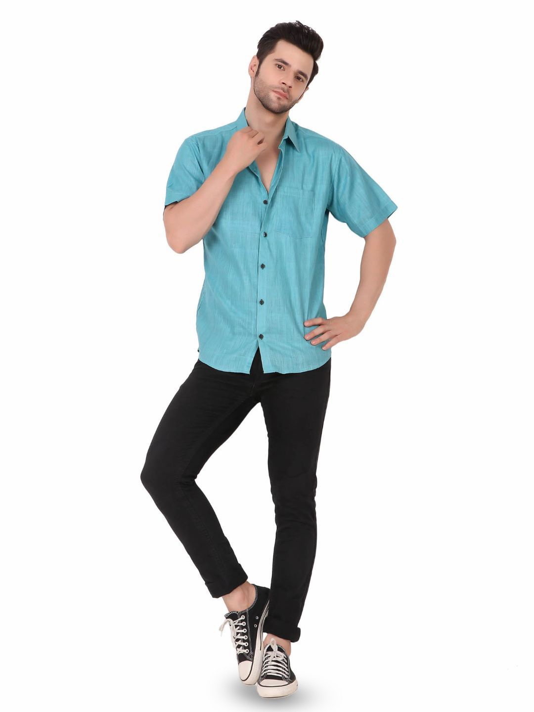 

MOSHI Men Comfort Opaque Casual Shirt, Blue